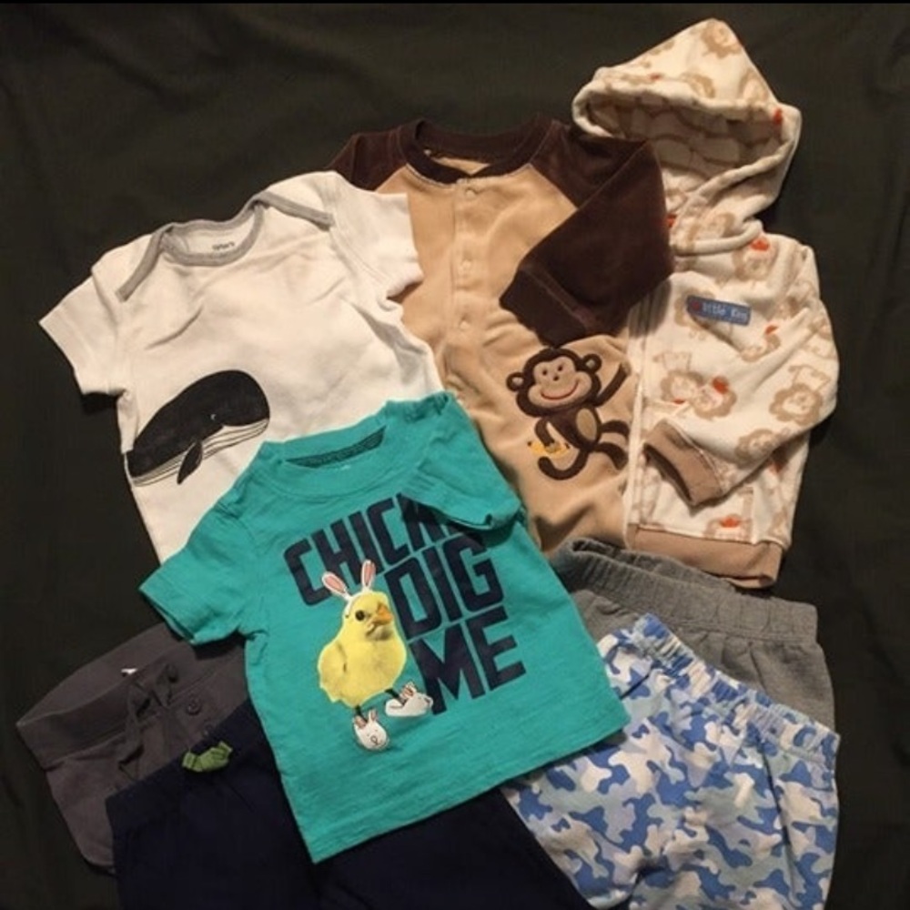 Bundle of Baby Boy Clothes Size 3-6 Months 8 Pieces Hoodie Pants T-shirts Onesie